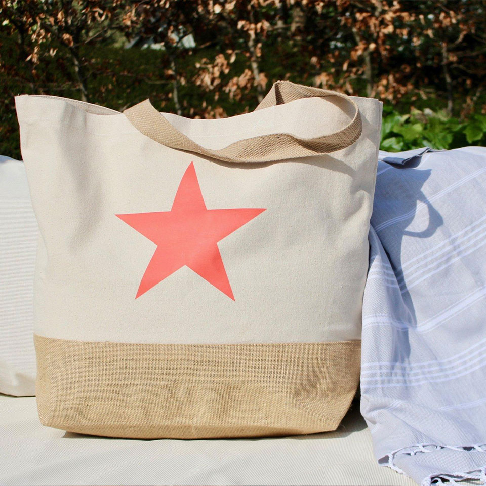 Easton Grey - coral star tote bag