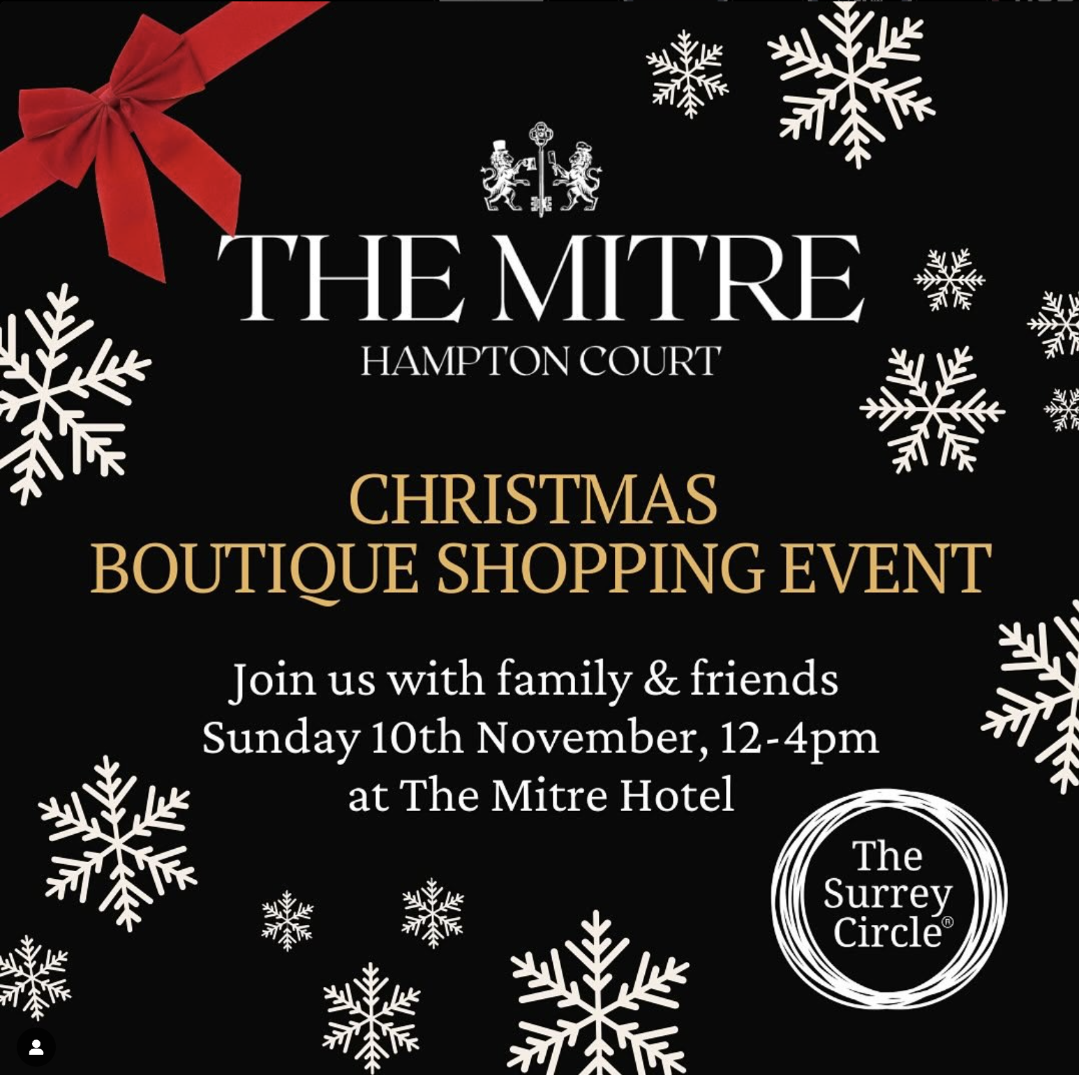 The Surrey Circle Boutique Christmas Event at The Mitre Hampton Court