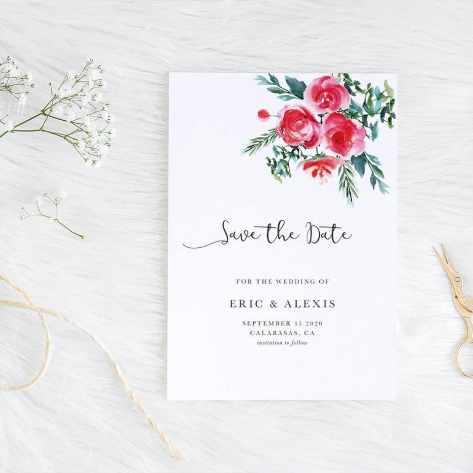 The little owl studio red rose save the date